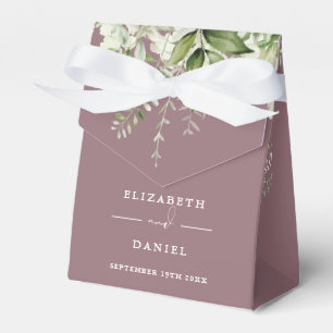 Floral Greenery Monogram Mauve Wedding Favour Box