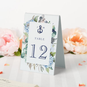 Floral Greenery Navy Anchor Monogram Beach Wedding