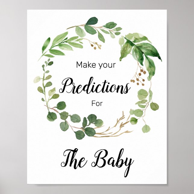 Floral Greenery  Predictions for Baby Sign (Front)