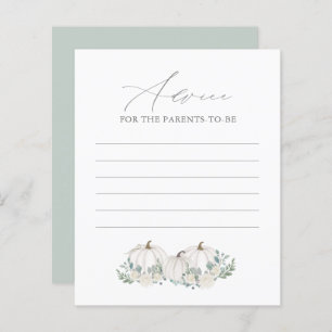 Floral Greenery Pumpkin Baby Shower Advice Card