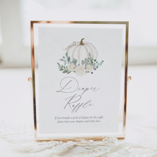 Floral Greenery Pumpkin Baby Shower Diaper Raffle Poster (Creator Uploaded)