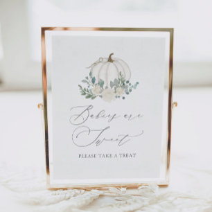 Floral Greenery Pumpkin Baby Shower Treats Sign