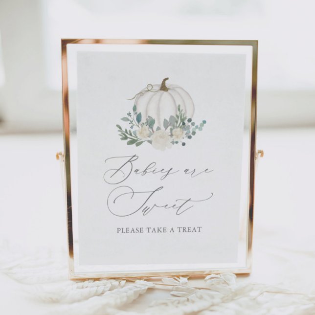Floral Greenery Pumpkin Baby Shower Treats Sign (Creator Uploaded)