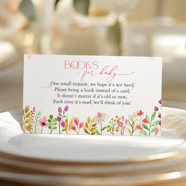 Floral Greenery Rustic Baby Shower Books for Baby Enclosure Card (Creator Uploaded)