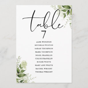 Floral Greenery Seating Plan Table Number