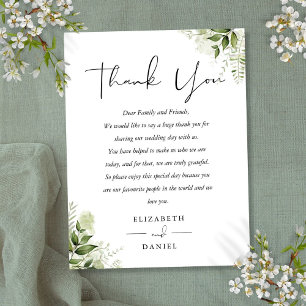 Floral Greenery Thank You Wedding Place Card