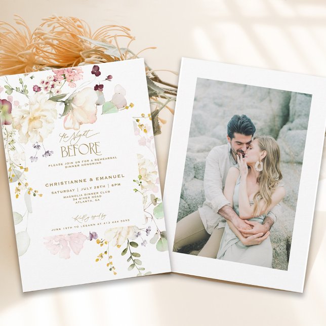 Floral Greenery The Night Before Rehearsal Dinner Invitation (Creator Uploaded)