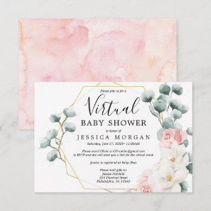 Floral Greenery Virtual Baby Shower Invitation