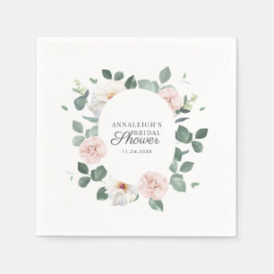 Floral Greenery Watercolor Bridal Shower Paper Napkin