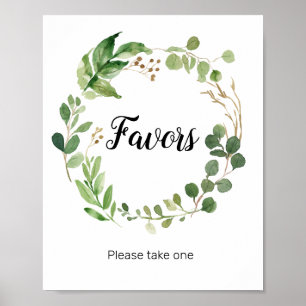 Floral Greenery Watercolor Favour Sign