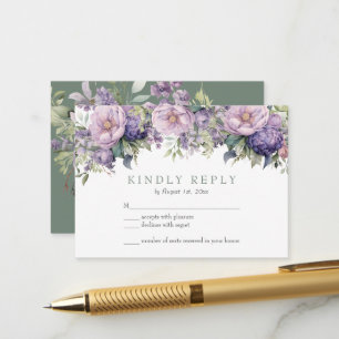Floral Greenery Watercolor Lavender Sage RSVP Card