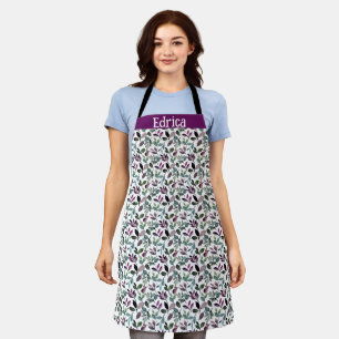 Floral Greenery Watercolor Pattern Personalised Apron