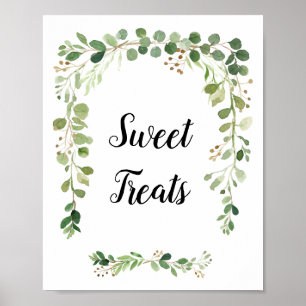 Floral Greenery Watercolor Sweet Treats Sign