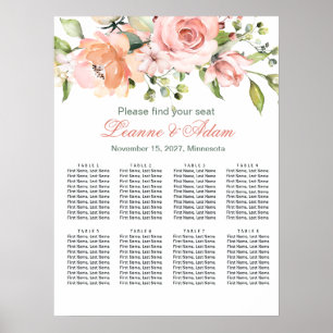 Floral, greenery Wedding 8 Tables Seating Chart