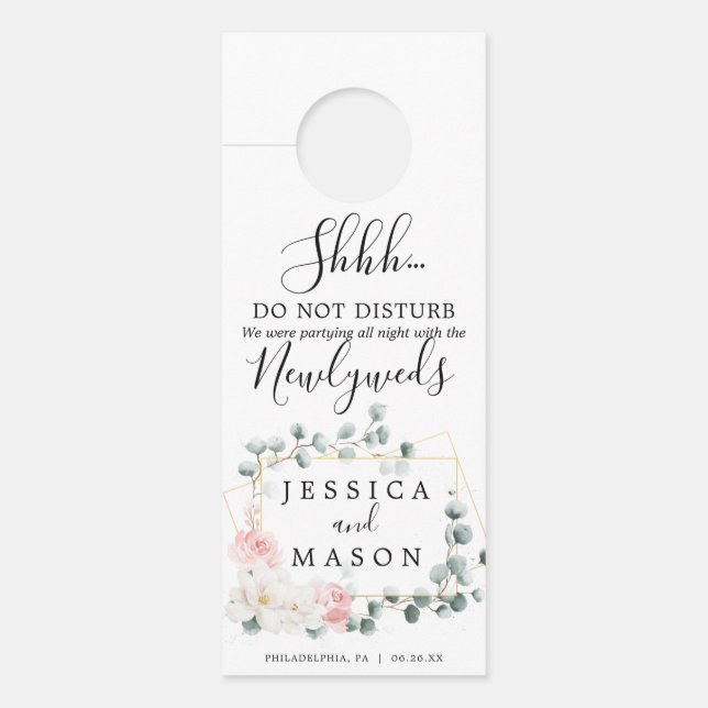 Floral Greenery Wedding Door Hanger (Front)
