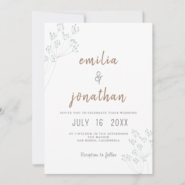 Floral Greenery Wedding Invitation (Front)