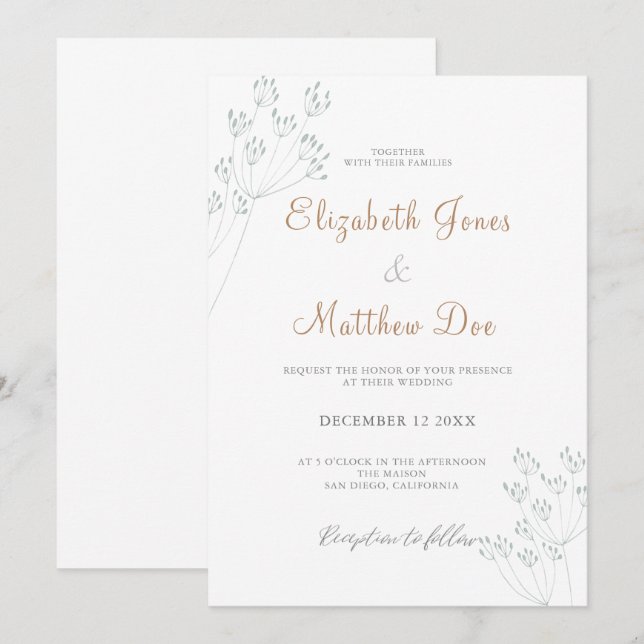 Floral Greenery Wedding Invitation (Front/Back)