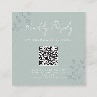 Floral Greenery Wedding Scan Code RSVP Enclosure Card