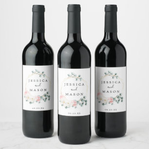 Floral Greenery Wedding Wine Labels
