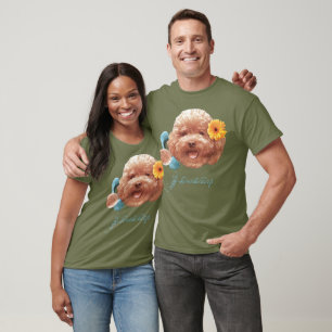 Floral Greeting: Smiling Toy Poodle Selfie Art T-Shirt