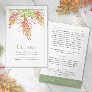 Floral Grevillea Loopy Lou art wedding details Enclosure Card