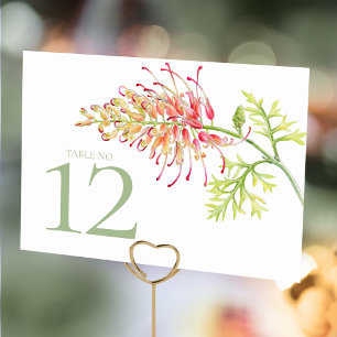 Floral Grevillea Loopy Lou art wedding Table Number