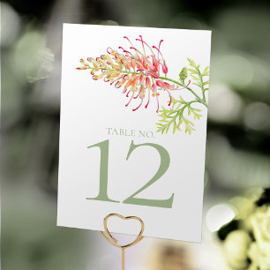 Floral Grevillea Loopy Lou art wedding Table Number
