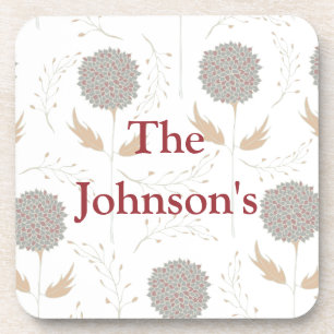 Floral Grey and Burgundy Coaster