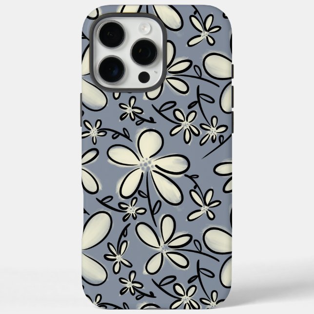 Floral Grey and Cream flower pattern Case-Mate iPhone Case (Back)