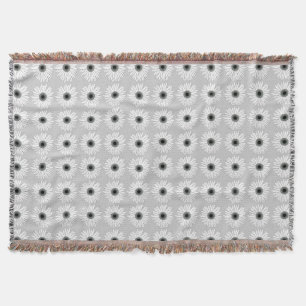 Floral Grey and White Modern Pattern Throw Blanket