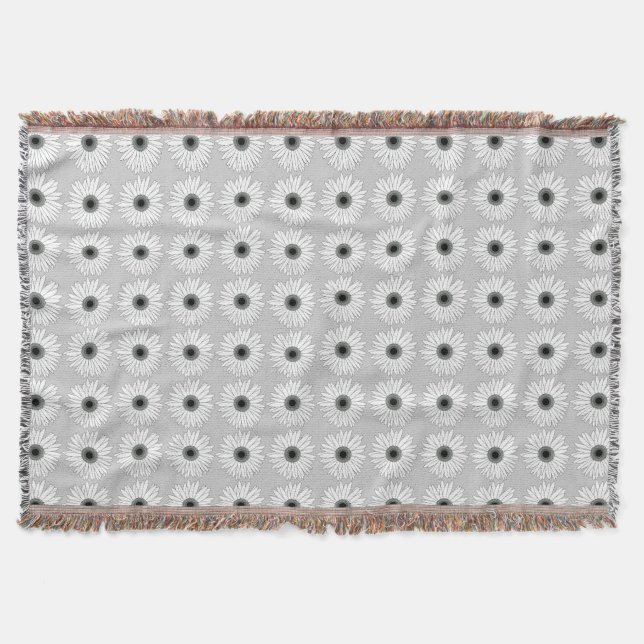 Floral Grey and White Modern Pattern Throw Blanket (Front)