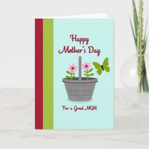Floral Grey Basket Mothers Card