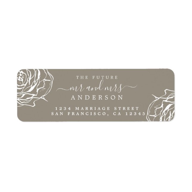 Floral Grey Future Mr Mrs Wedding Return Address (Front)