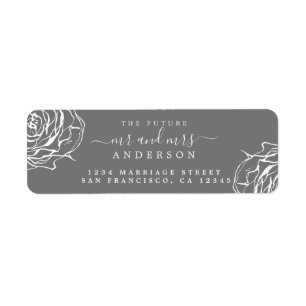 Floral Grey Future Mr Mrs Wedding Return Address