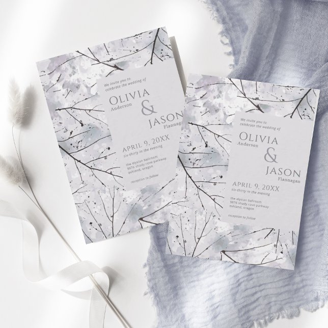 Floral Grey Lavender Watercolor Invitation (Creator Uploaded)