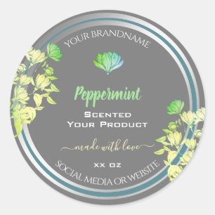 Floral Grey Product Packaging Labels Silver Effect