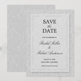 Floral Grey Wedding Save The Date