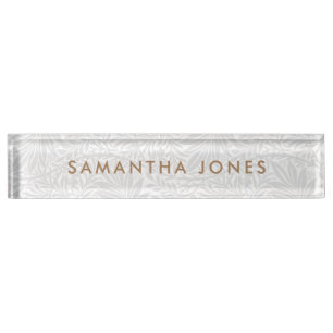 Floral Grey White Classic Personalised Nameplate