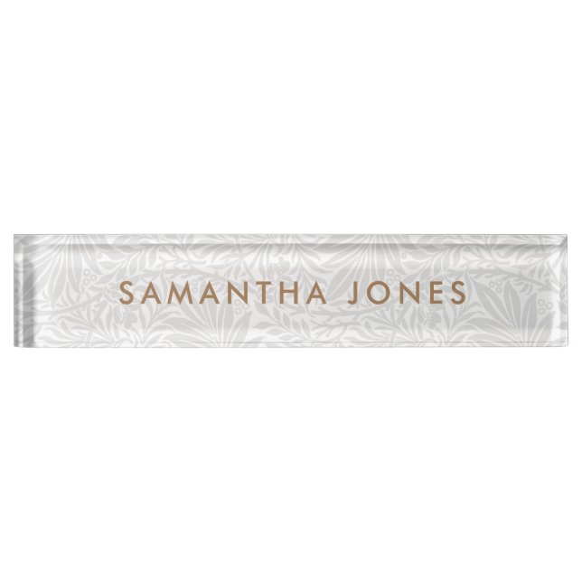 Floral Grey White Classic Personalised Nameplate (Front)