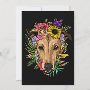 Floral Greyhound Botanical Plant Flower Animal Pet Invitation