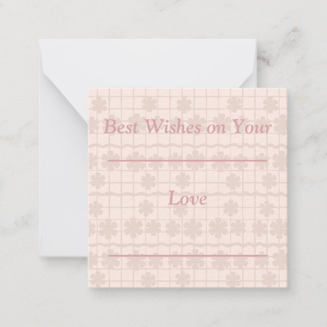 Floral Grid Best Wishes Note Card (Front)