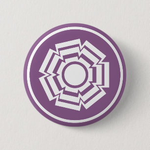 Floral Groove Button, Eggplant 6 Cm Round Badge