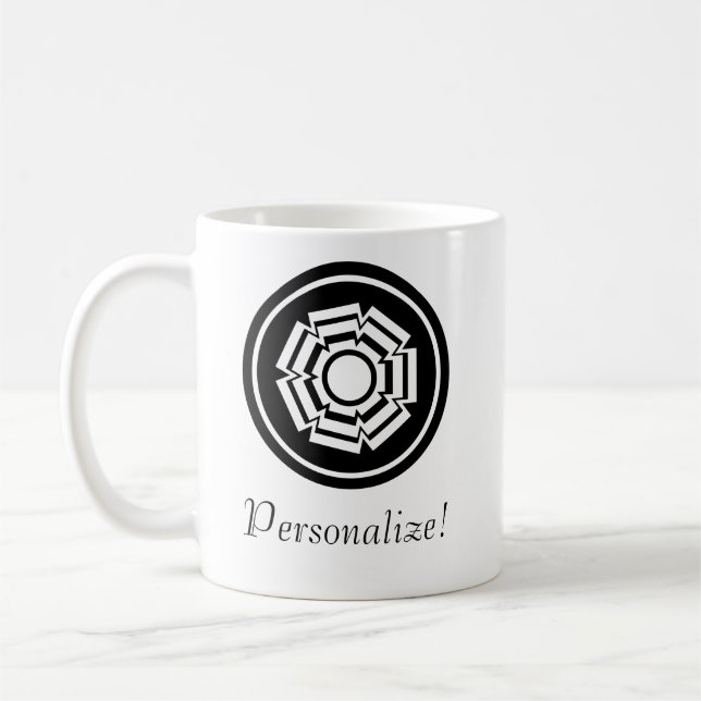 Floral Groove Mug, Black Coffee Mug (Left)