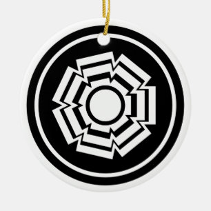 Floral Groove Ornament, Black and White Ceramic Tree Decoration