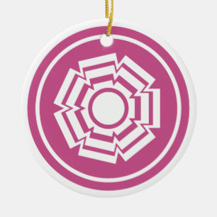 Floral Groove Ornament, Fuchsia Ceramic Tree Decoration