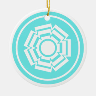 Floral Groove Ornament, Turquoise Ceramic Tree Decoration