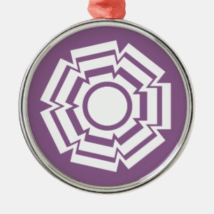 Floral Groove Premium Round Ornament, Purple Metal Tree Decoration