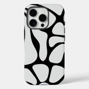 Floral Groovy Black and White iPhone 16 Pro Case