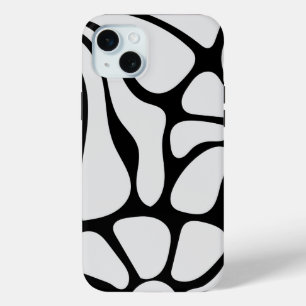Floral Groovy Black and White iPhone 15 Mini Case