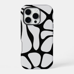 Floral Groovy Black and White iPhone 16 Pro Case